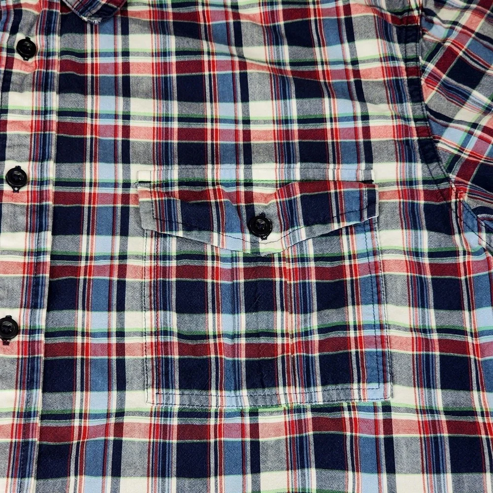 Eddie Bauer sz XL Men‎ Button Up Shirt Plaid Blue Red Green White Short Sleeve